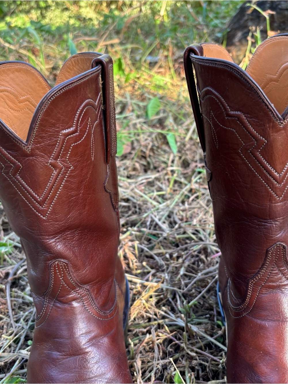Size 10.5 - Lucchese Classics Leather Roper Boots Cognac Brown Cowboy L0208 - Picture 4 of 10